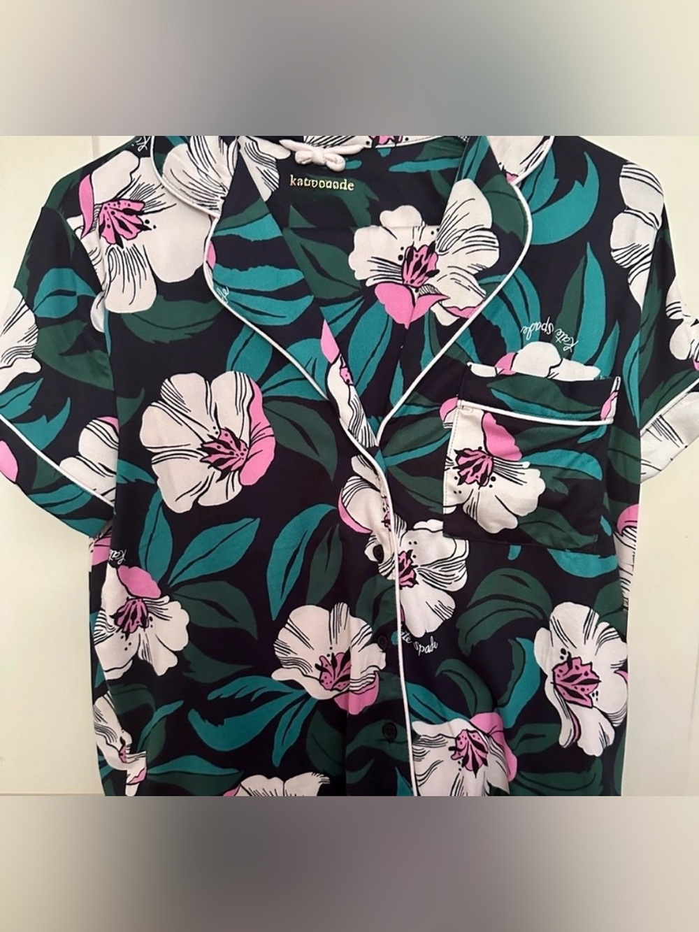 Kate Spade Pajama Set  Floral Short-Sleeve Button Front Top